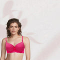 Brasier con aro con encaje y diseño de puntos coral M