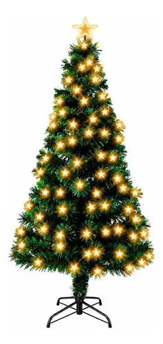 Árbol De Navidad Artificial Verde Con Luces De Estrella Y
