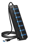 Hub USB 3.0 splitter de 7 puertos con interruptores