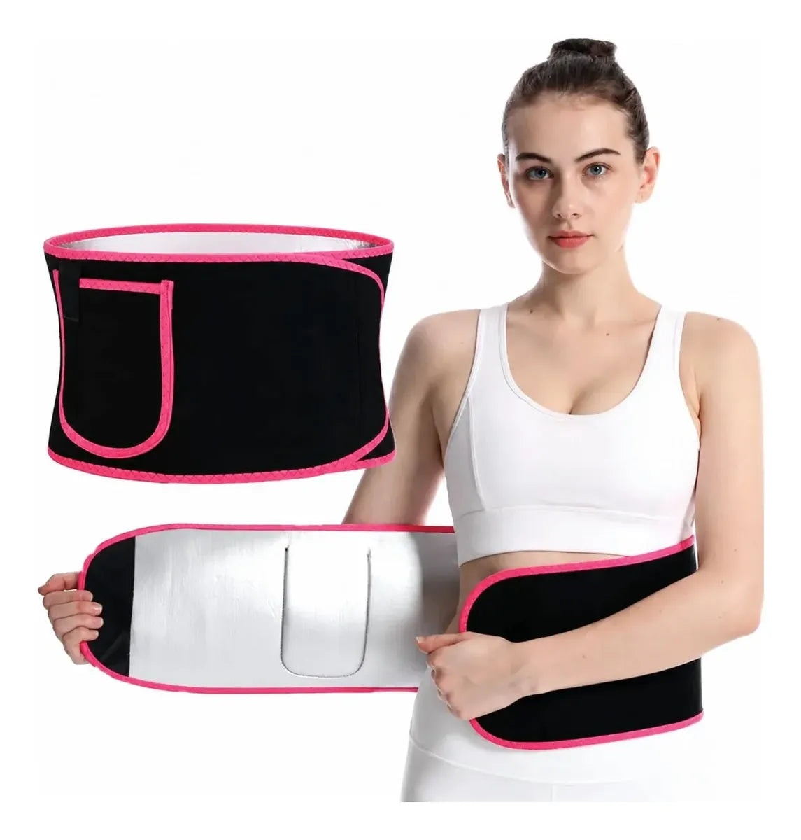 Fajas reductoras de cintura para mujer faja con velcros negro M