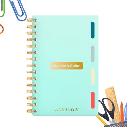 Cuaderno A Rayas De 80 Hojas Con 4 Separadores De Colores Verde
