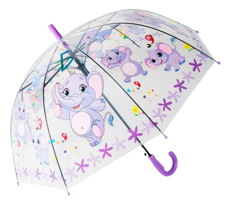 Paraguas Trasparente Impermeable Con Diseño De Elefante