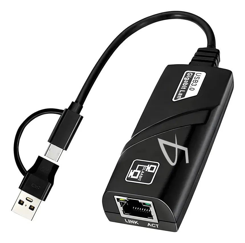 Adaptador ethernet tipo-C y USB gigabit 10 100 1000 para PC