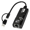 Adaptador ethernet tipo-C y USB gigabit 10 100 1000 para PC