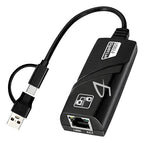 Adaptador ethernet tipo-C y USB gigabit 10 100 1000 para PC
