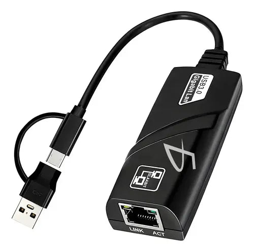 Adaptador Ethernet Tipo-c Y Usb Gigabit 10 100 1000 Para Pc