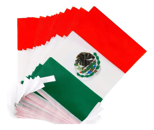 Cadena de banderas de México 3 metros 10 banderas de tela
