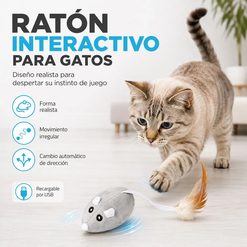 Ratón Interactivo Recargable Usb Para Gatos Con Movimiento