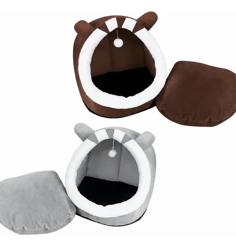 Cama Casa De Mascota Gato En Forma De Iglu Gris