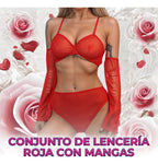 Conjunto de lencería con mangas - M rojo M