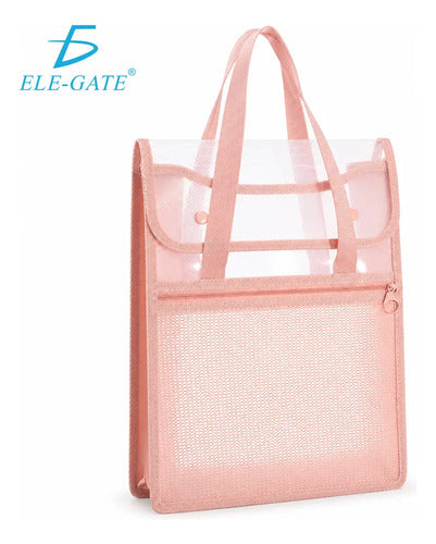 Bolsa Organizadora Transparente Con Asas Y Bolsillo Frontal Verde