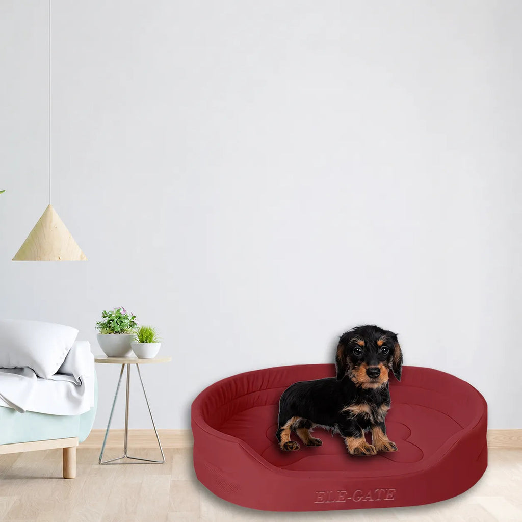 Cama acolchada para perro pequeño roja