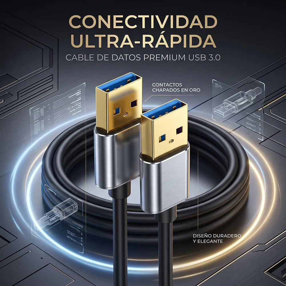 Cable Usb-a A Usb-a 3.0 De 3 Metros Con Conectores Chapados