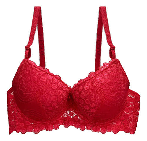 Brasier Con Encaje De Copa Completa Rojo M