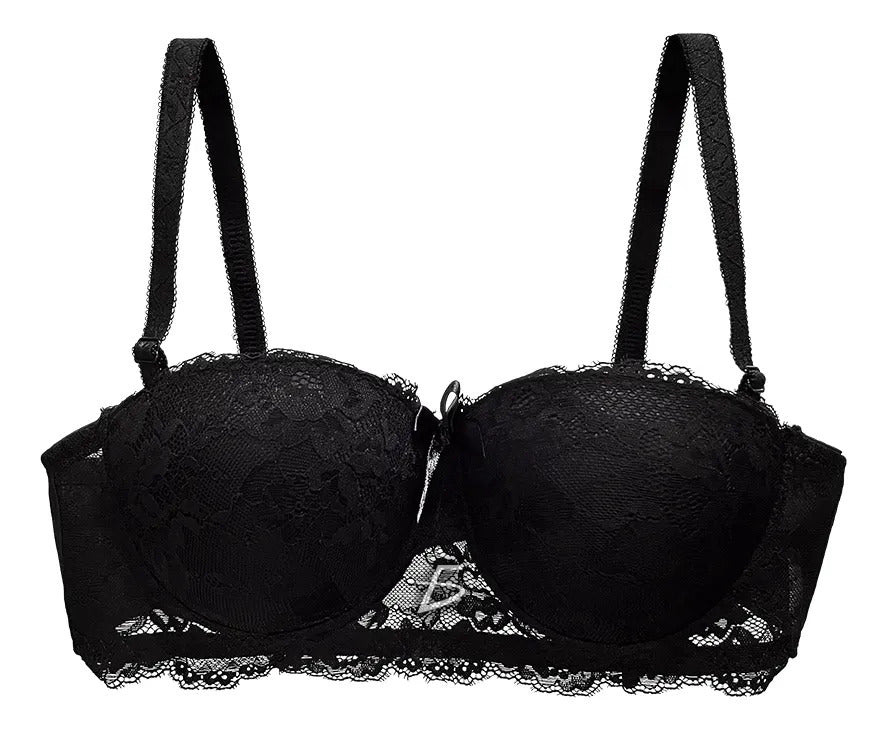 Brasier Con Aro Con Encaje Y Diseño Floreado Negro M