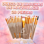 Kit De Pinceles De Maquillaje Profesional - 20 Unidades Negro Y Dorado