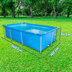 Piscina rectangular con soporte azul de 260 cm