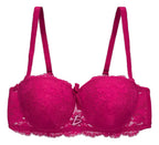 Brasier con aro con encaje y diseño floreado fucsia M