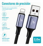 Cable Lightning Usb-a 2 Metros Trenzado Carga 2.4a Para