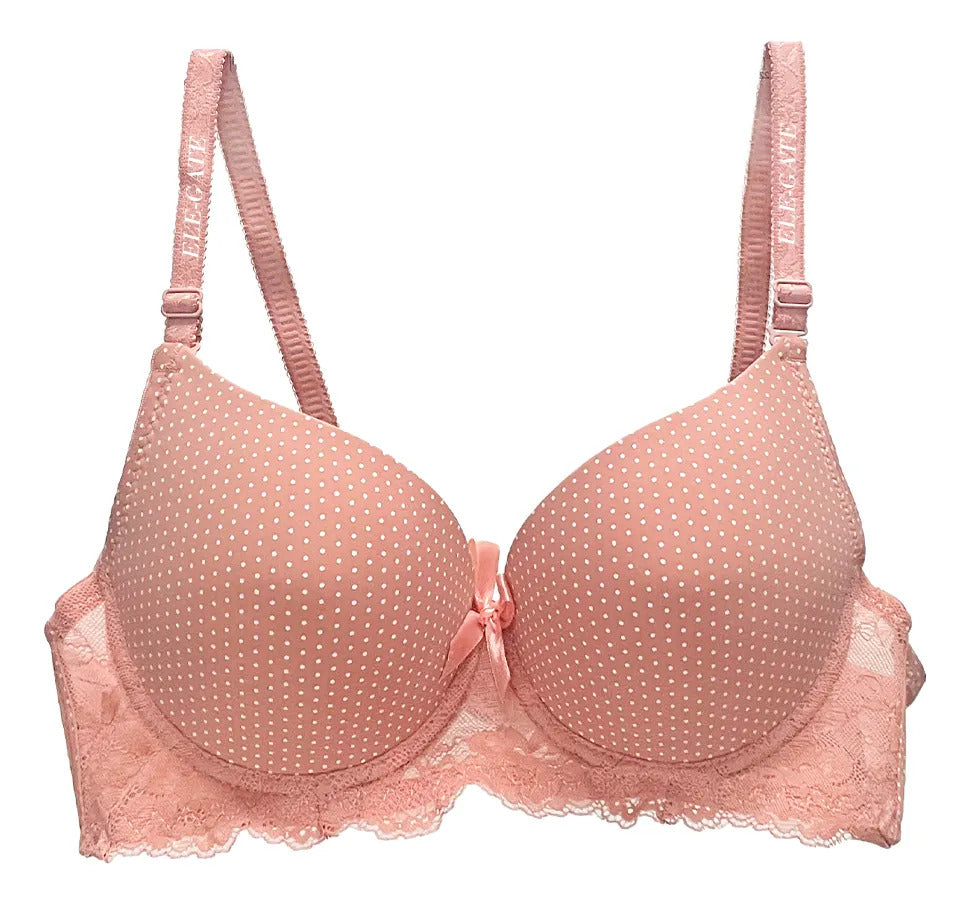 Brasier con encaje de copa completa coral M