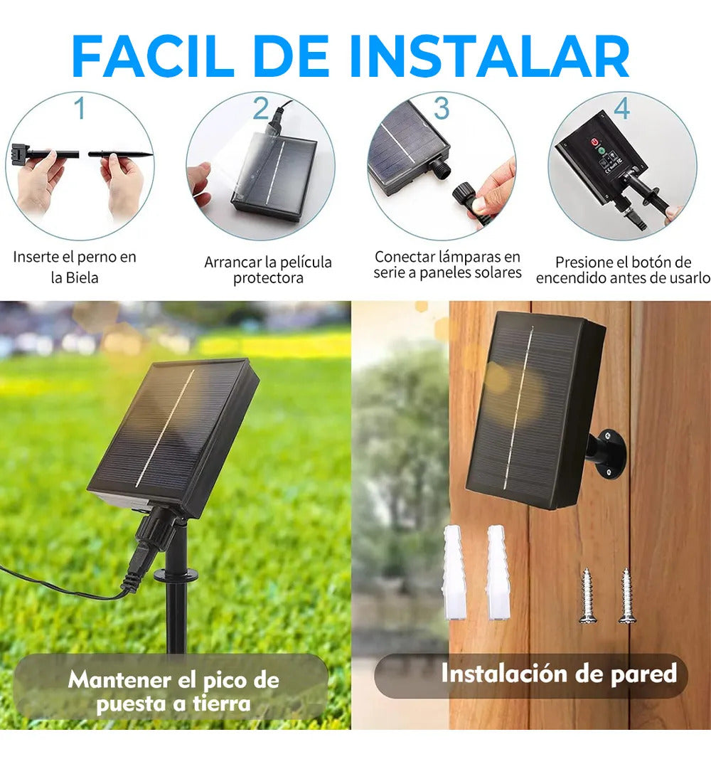 Guirnalda Solar De 5 Metros Con 50 Luces Led Rgb Agua