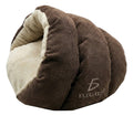 Cama Para Mascota Casa Cubierta Cerrada Interior Marrón