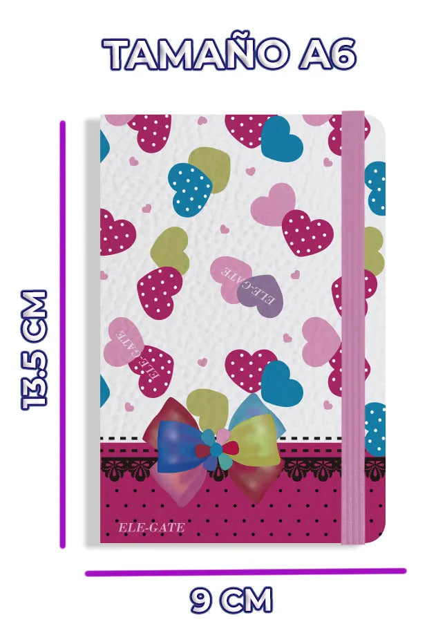 Cuaderno Con Corazones Estilo Coquete Con 75 Hojas De Rayas