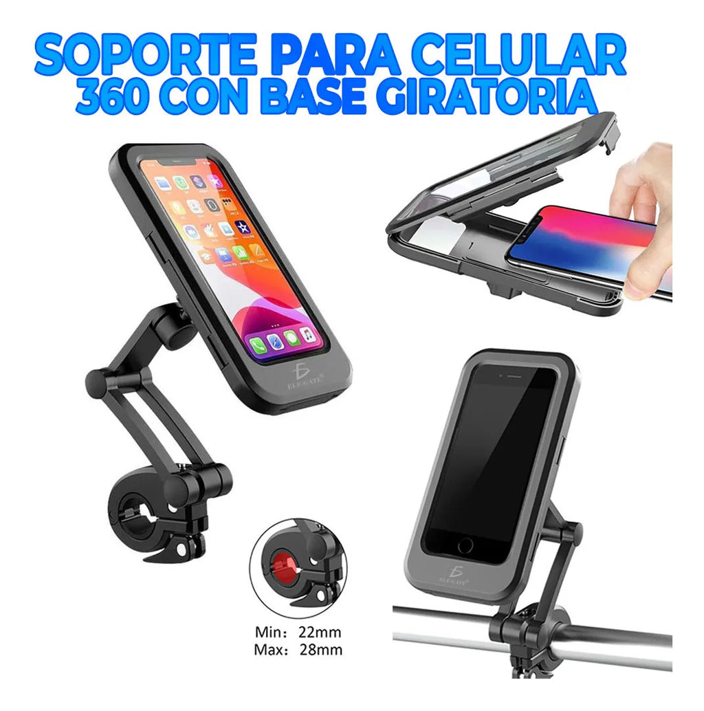 Soporte Para Teléfono Impermeable De Bicicleta Motocicleta Negro