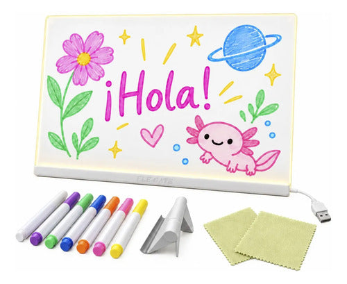 Pizarra Acrílica Led 35x26 Cm Usb Para Dibujar Escribir Y