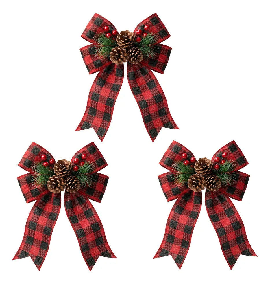 Paquete De 3 Moños De Navidad Con Mini Bouquet De Garapiña