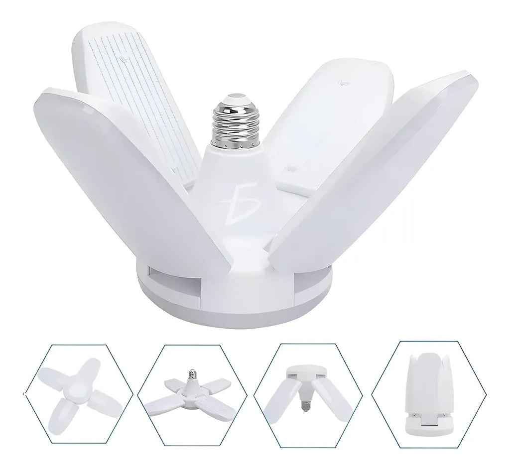 Lámpara LED 50W tipo flor con 4 pétalos luminosos luz