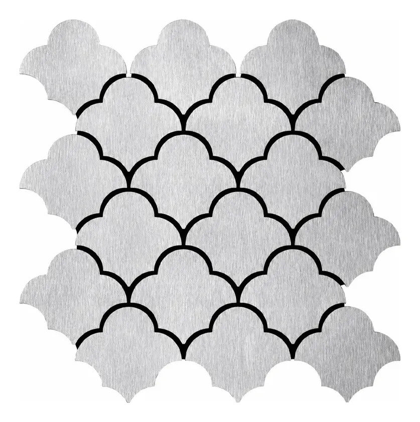 Azulejos Adhesivos De Pvc Mosaico Escamas Plateado 30x30 Cm