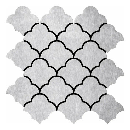 Azulejos Adhesivos De Pvc Mosaico Escamas Plateado 30x30 Cm
