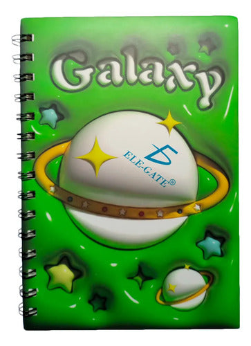 Cuaderno De 80 Hojas A Rayas Con Estilo Espacial Y Espiral