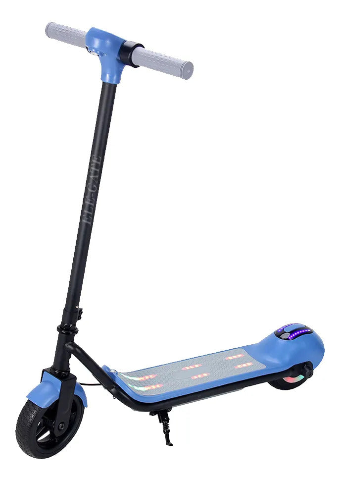 Patín eléctrico infantil azul 110 W con bocina y luz RGB