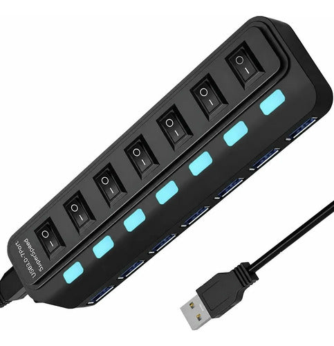 Hub Usb 3.0 De 7 Puertos Con Interruptores Led Individuales
