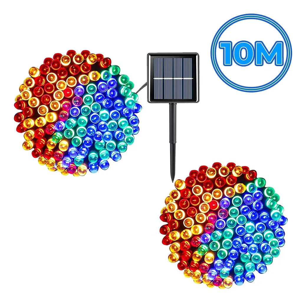 Serie solar de 10 metros con 100 luces LED RGB agua