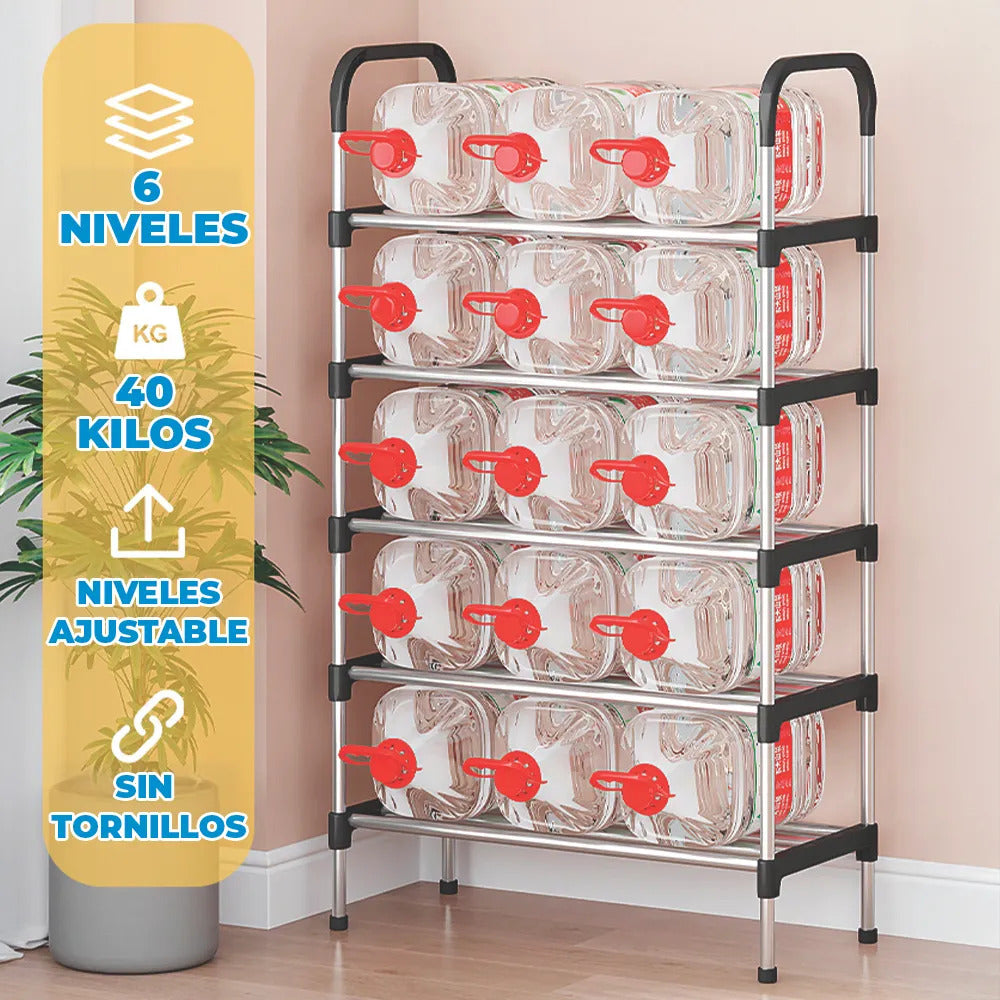 Zapatera Armable De 6 Niveles De Acero Inoxidable