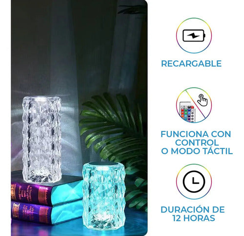 Lámpara 3d De Cristal Acrílico Control Táctil 16 Colores