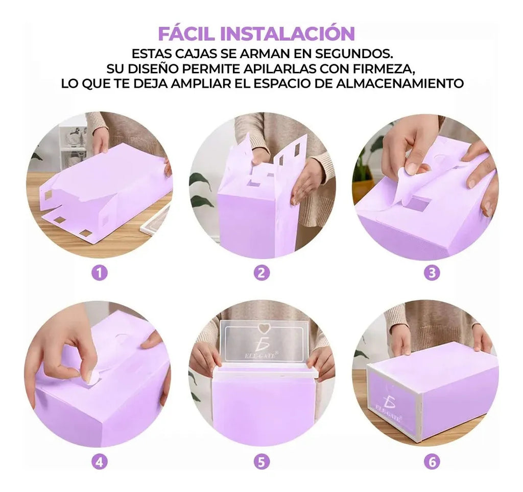 Cajas Organizadoras De Zapatos Apilables Almacenaje 6 Blanco