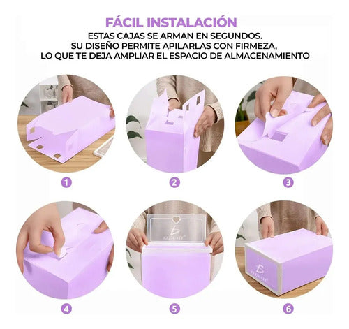 Cajas Organizadoras De Zapatos Apilables Almacenaje 6 Blanco