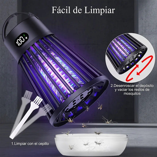 Lámpara Mata Mosquitos Recargable 2000 Mah Con Luz Uv Y Luz