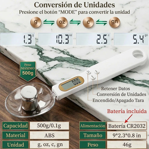 Báscula Digital Tipo Cuchara Para Cocina Medidor