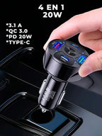 Multicargador Para Automovil Coche Qc3.0 Pd 20w Usb3.1a