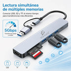 Hub Usb-c 7 En 1 Con Hdmi 4k Usb 3.0 Pd 100w Sd Tf Y Doble