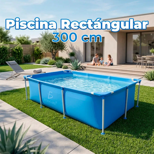 Piscina Rectangular Con Soporte Diversión Refrescante Para