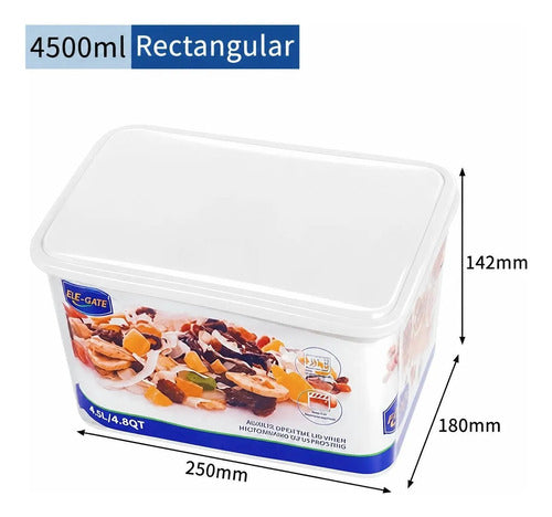 Contenedor Rectangular Transparente De 4500 Ml Con Tapa