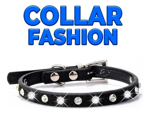 Collar Ajustable Con Diamantes De Imitación Para Mascotas Negro