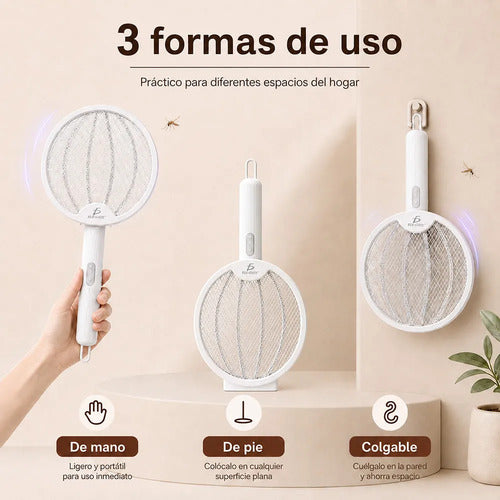 Mata Moscas Eléctrico Recargable Con Luz Uv 2 En 1