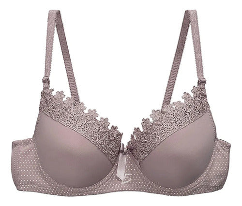 Brasier Con Encaje De Copa Completa Push Up Beige M